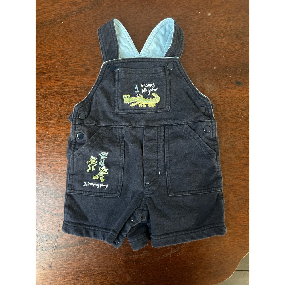 Koala Kids Baby Boys Navy Blue Count With Me Alligator Frog Overalls 0-3 Months